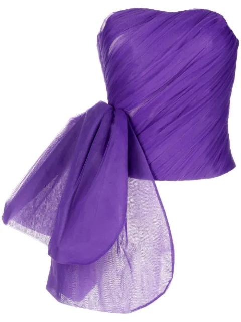 ANOUKI oversized-bow strapless tulle top