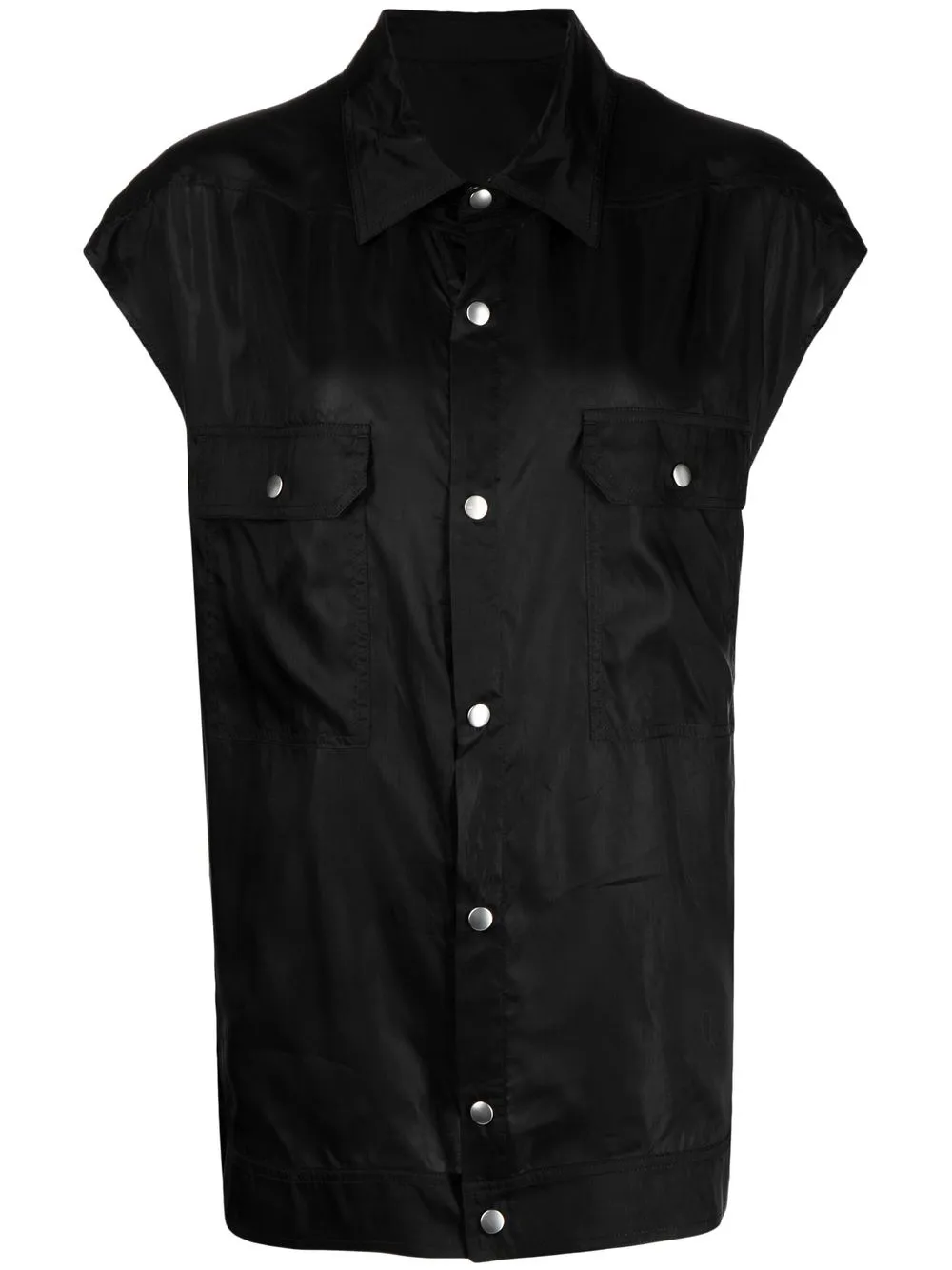 

Rick Owens camisa con detalle fruncido y bolsillo de parche - Negro