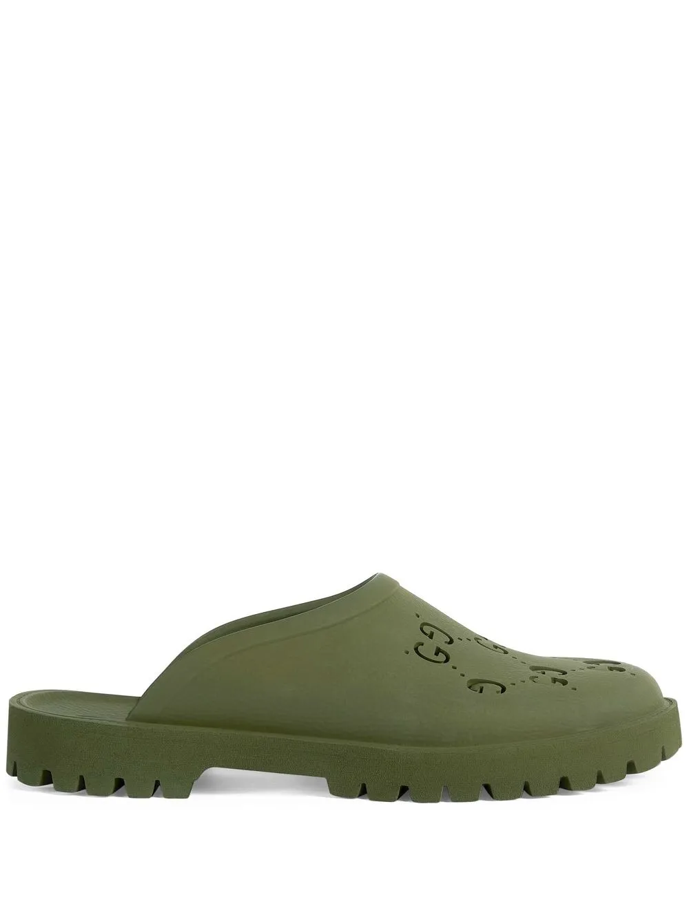 Gucci Gg-motif Flat Slippers In Green | ModeSens