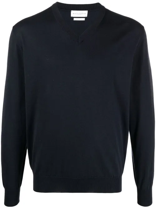 Pull en maille fine à col v - Ballantyne - Modalova