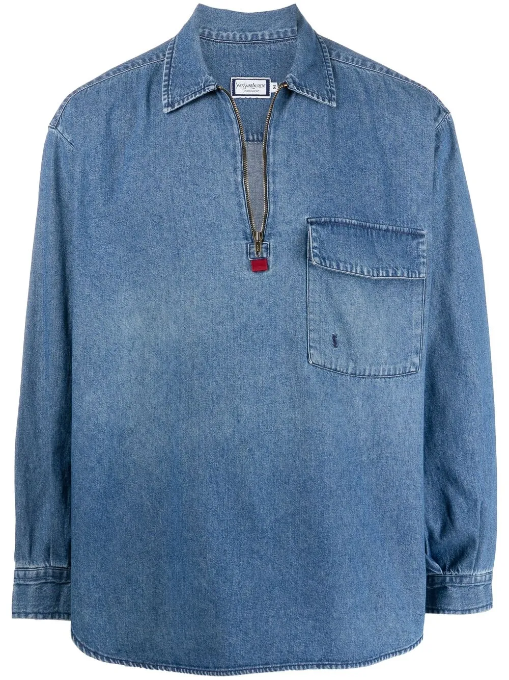 Pre-owned Saint Laurent 1990s Zip-up Denim Shirt In Blue