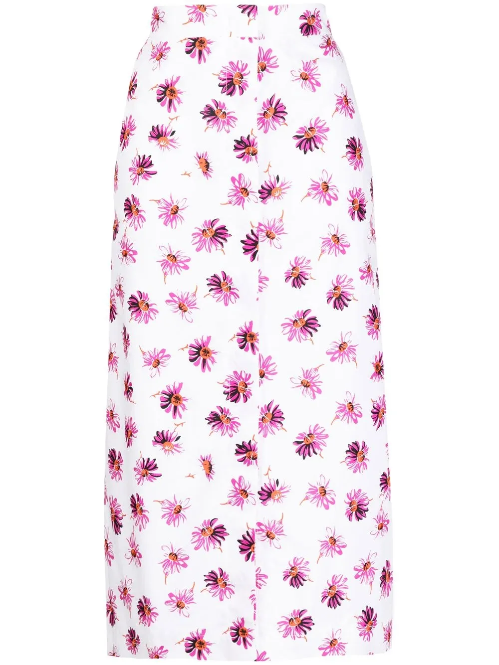 

MSGM floral-print buttoned midi skirt - White