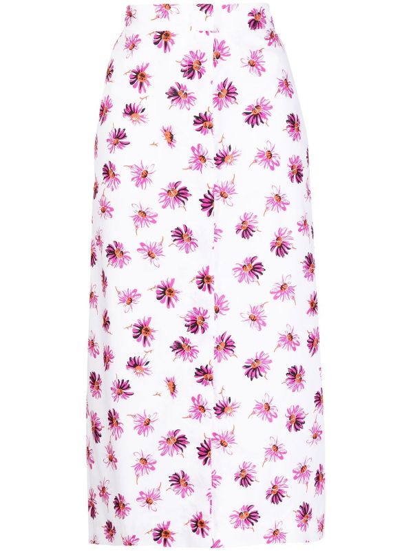 printed buttoned midi skirt