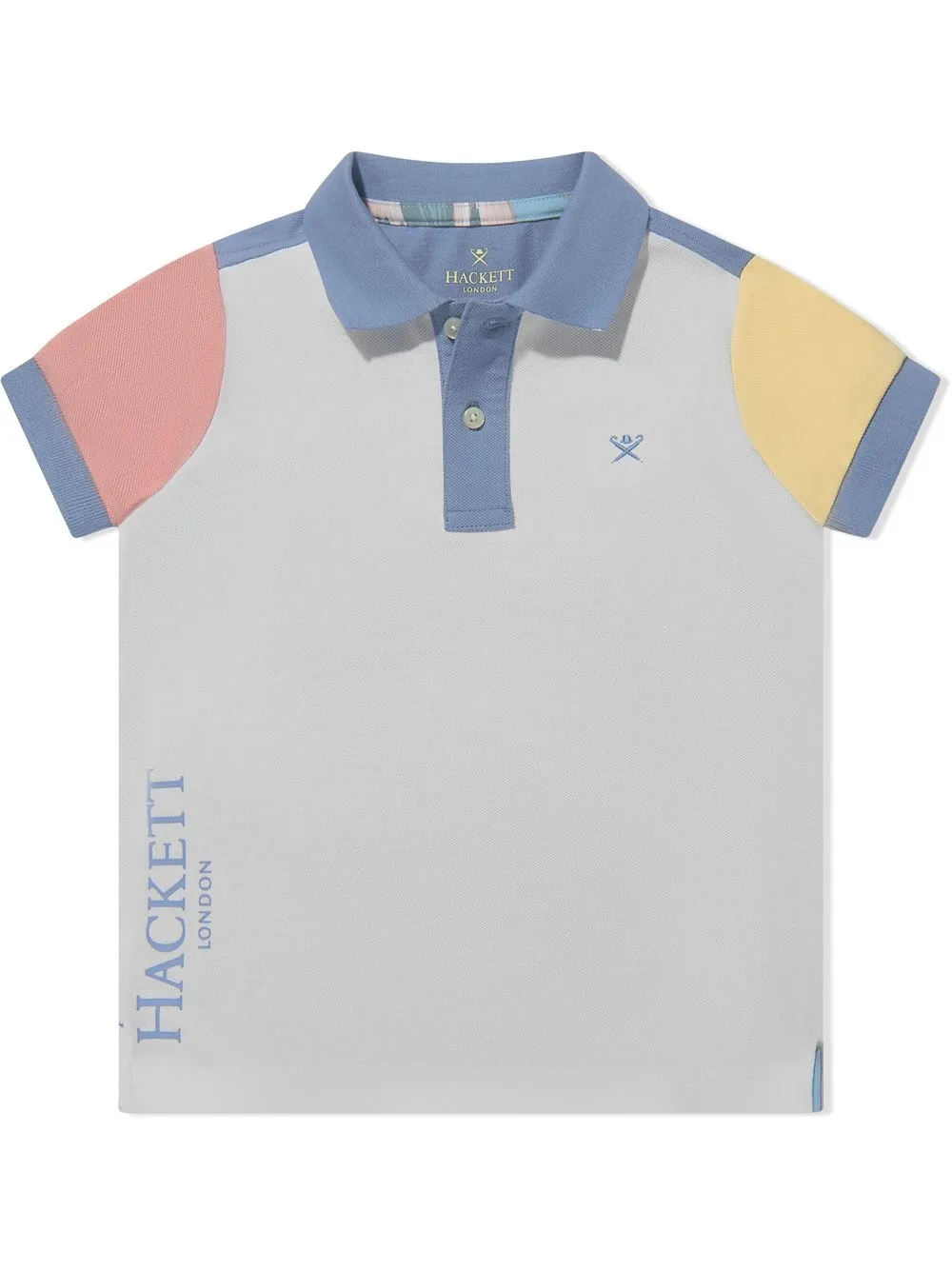 

Hackett Kids playera tipo polo con diseño color block - Blanco