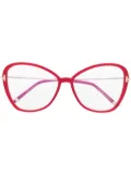 TOM FORD Eyewear polished-effect oversize-frame glasses - Red