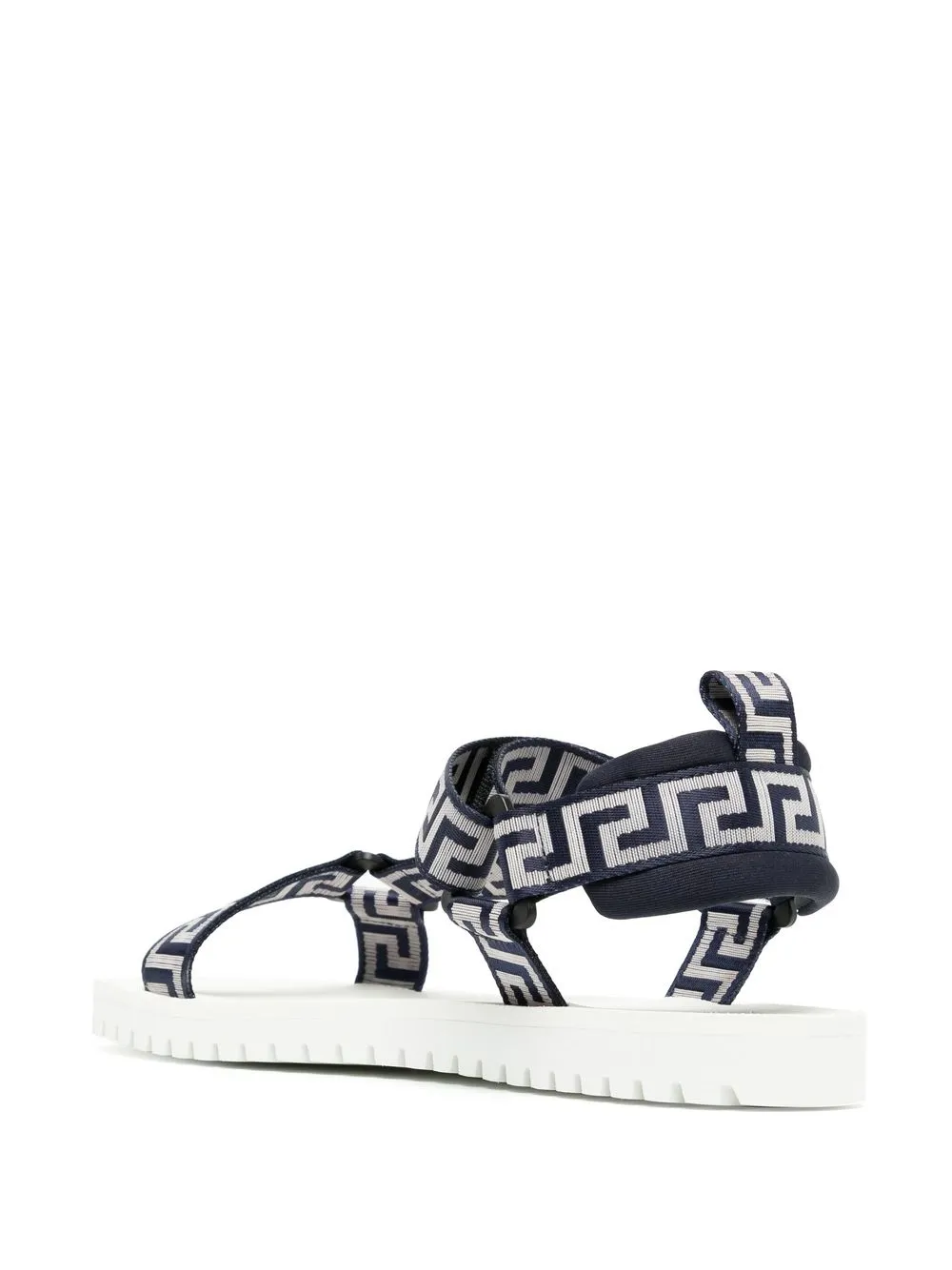 Versace Navy & White 'la Greca' Sandals In Blue | ModeSens