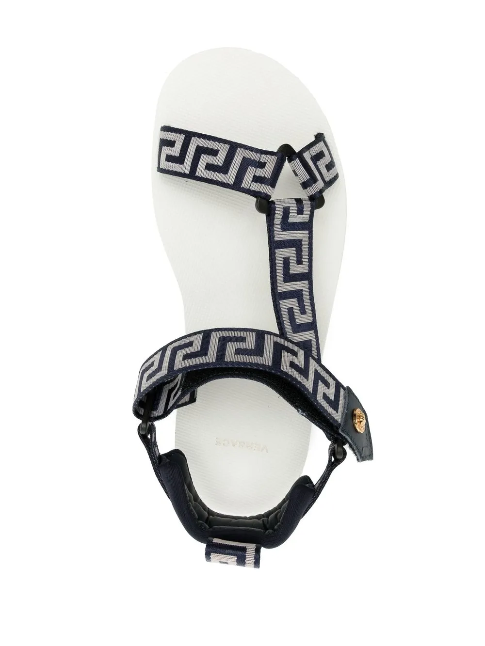 Versace Navy & White 'la Greca' Sandals In Blue | ModeSens