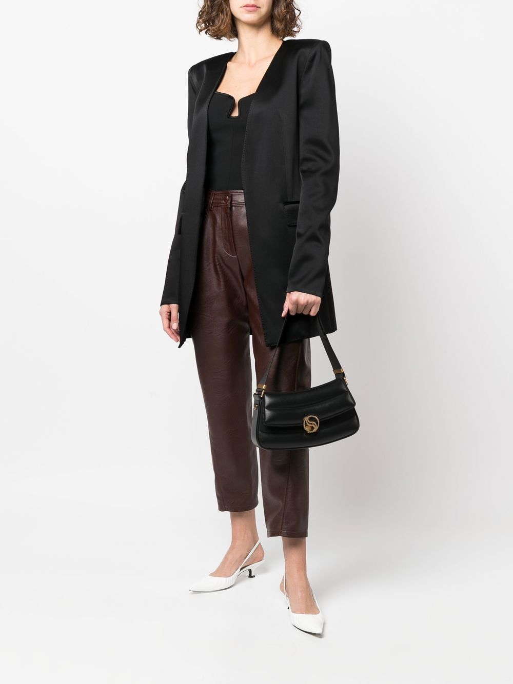 Shop Stella Mccartney S-wave Padded Shoulder Bag In Black