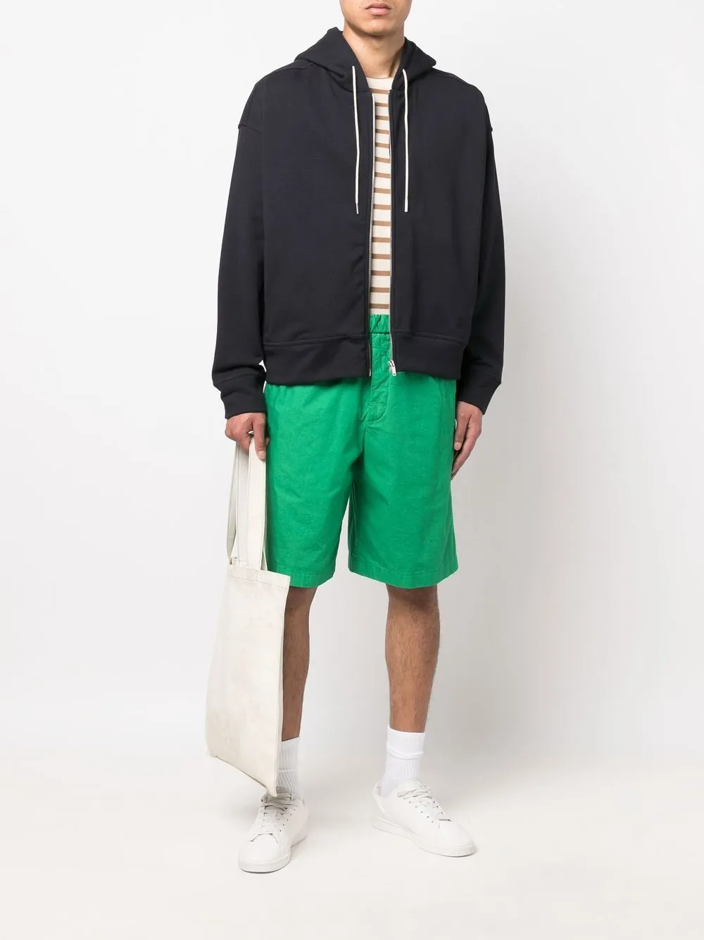 Shop Jil Sander Elasticated Knee-length Shorts In Grün