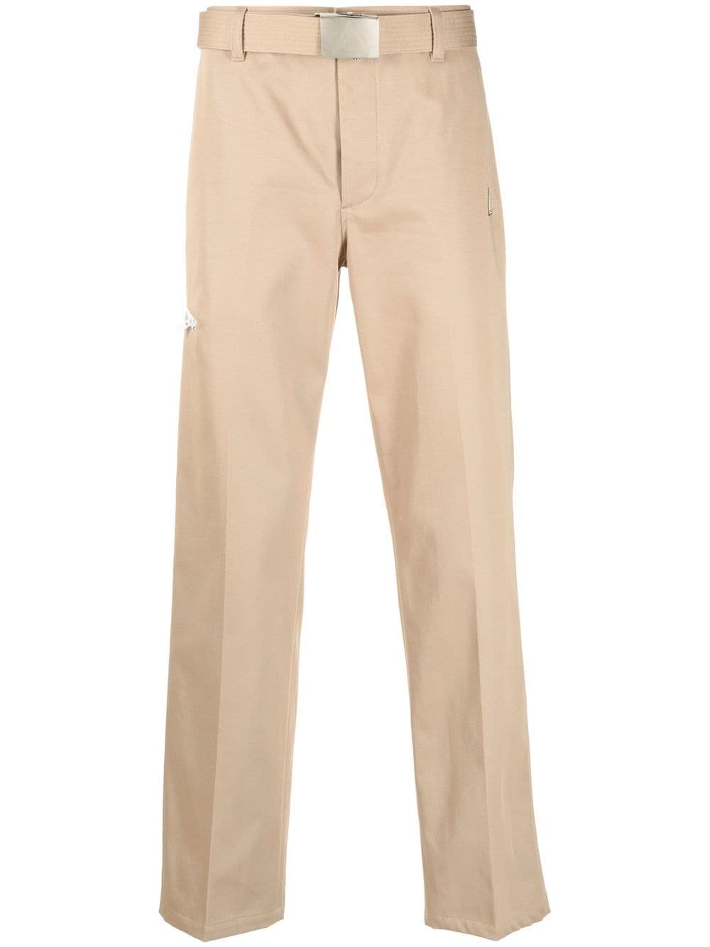 Shop Lanvin Buckle-fastened Straight Trousers In Neutrals