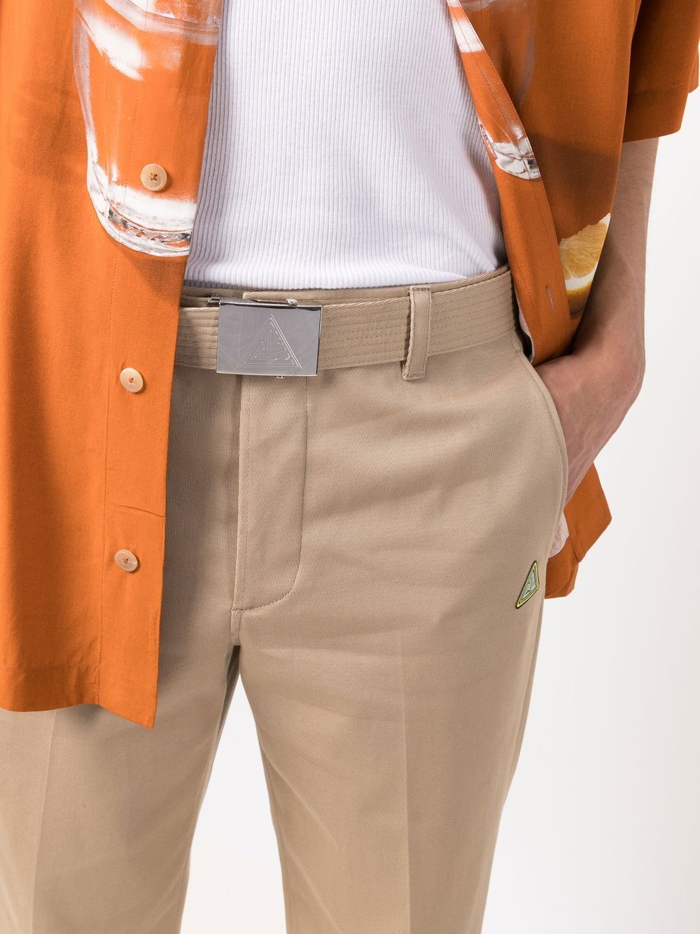 Shop Lanvin Buckle-fastened Straight Trousers In Neutrals