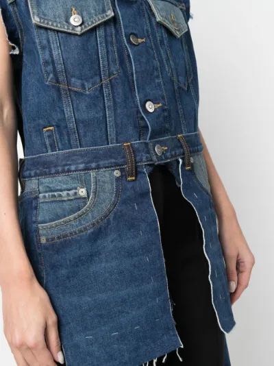 longline asymmetric denim vest | Maison 