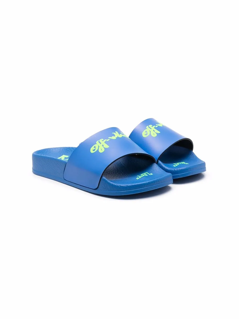 

Off-White Kids logo-print pool slides - Blue