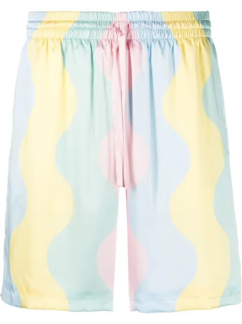 Casablanca wave-print silk drawstring shorts