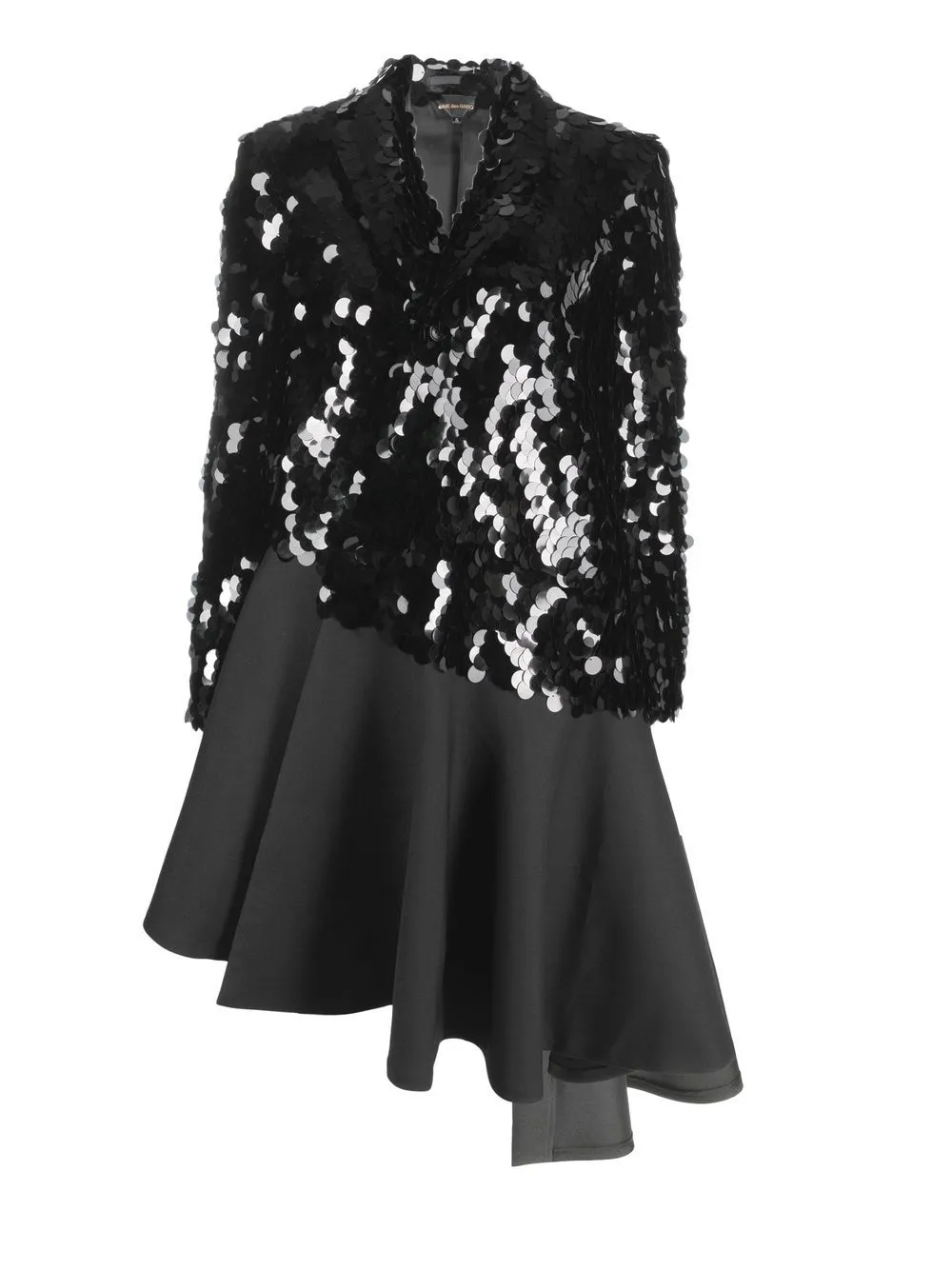 Comme Des Garçons Sequin-embellished Mid-length Coat In Black