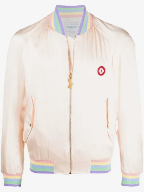 Casablanca silk logo-embroidered bomber jacket
