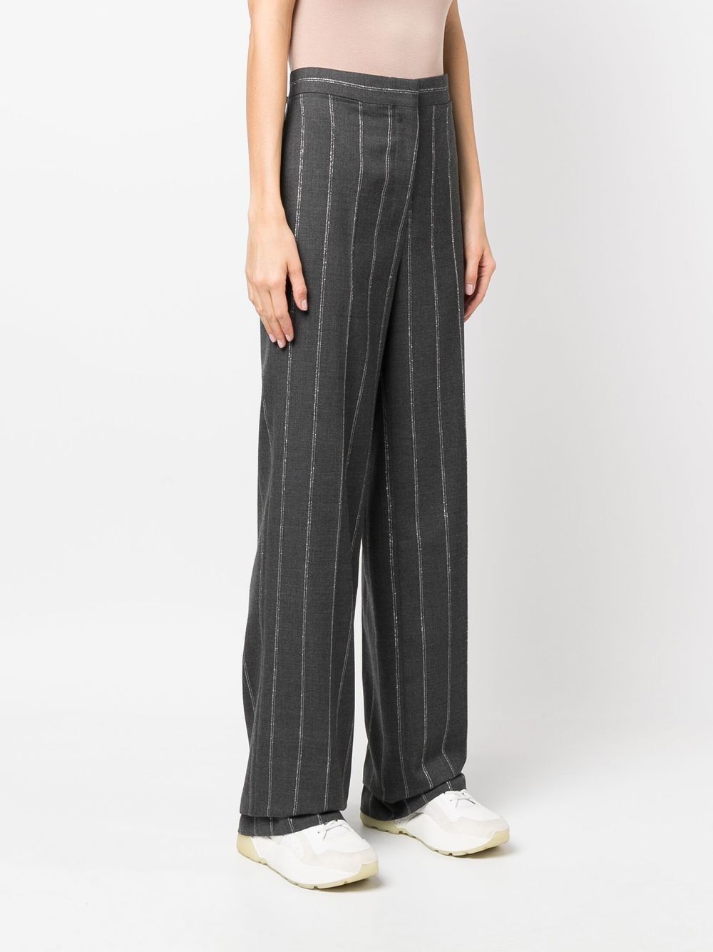 Stella McCartney stitch-detail striped tailored trousers Women