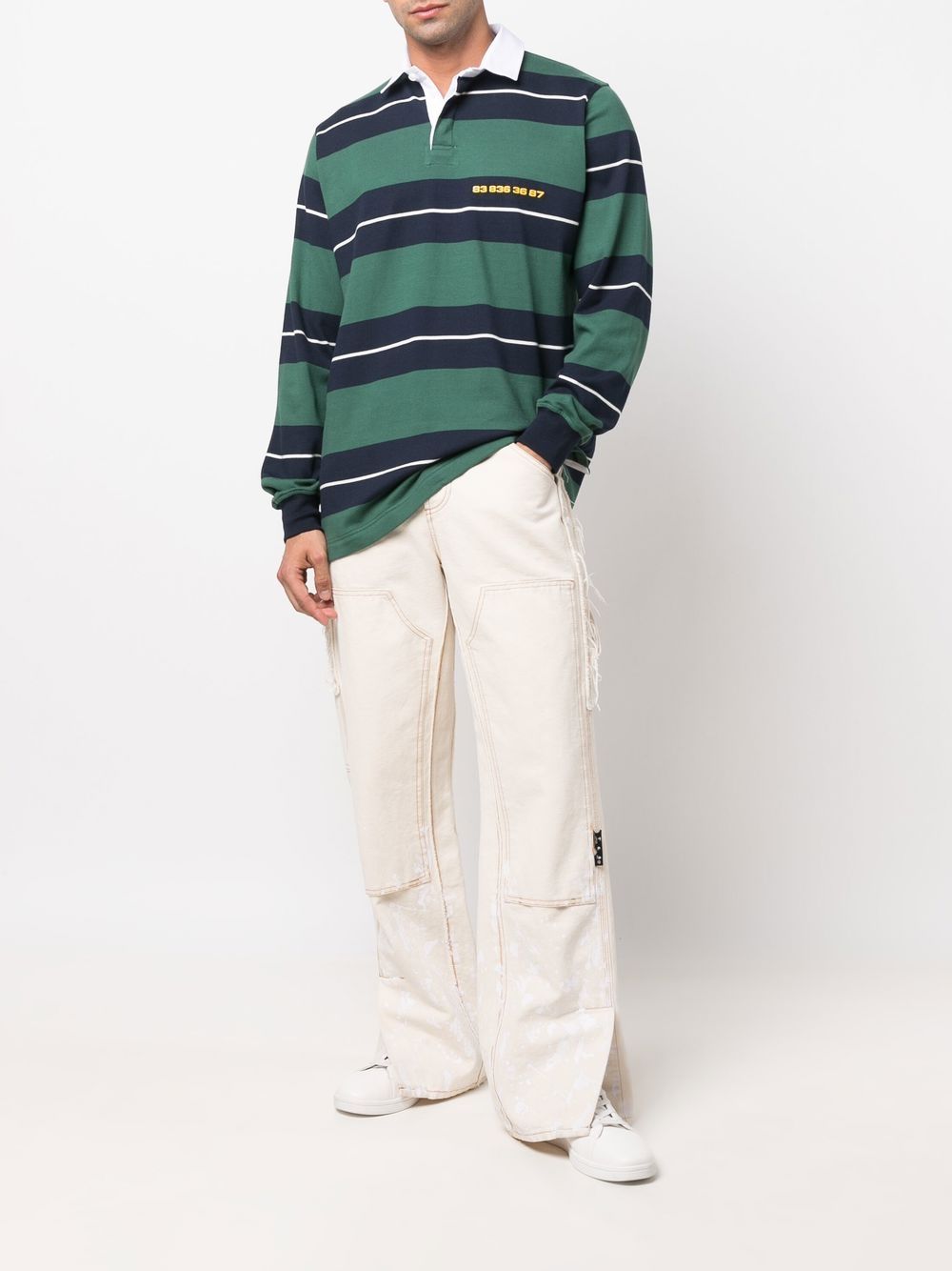 Shop Vetements Striped Long-sleeve Polo Shirt In Green