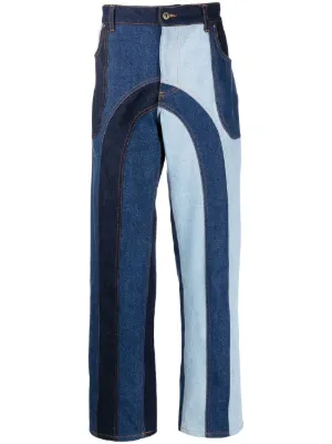 Blu Farfetch Abbigliamento Pantaloni e jeans Jeans Salopette denim con inserti 