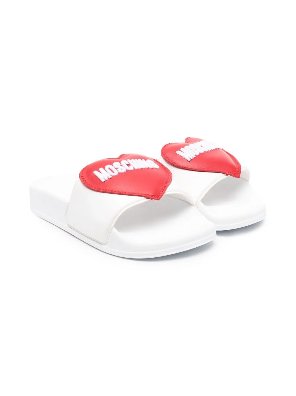 

Moschino Kids logo-print slides - White