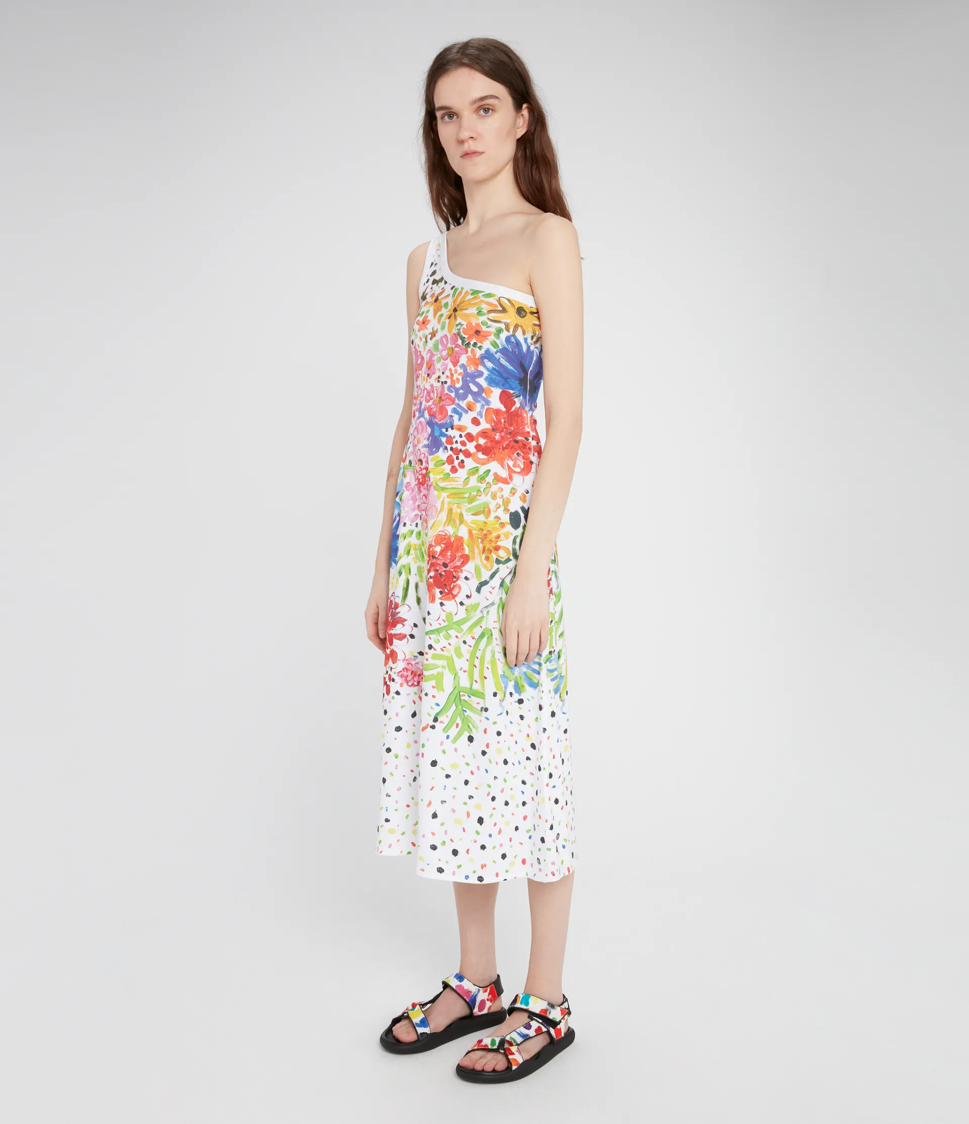 Painted Floral One Shoulder Jersey 