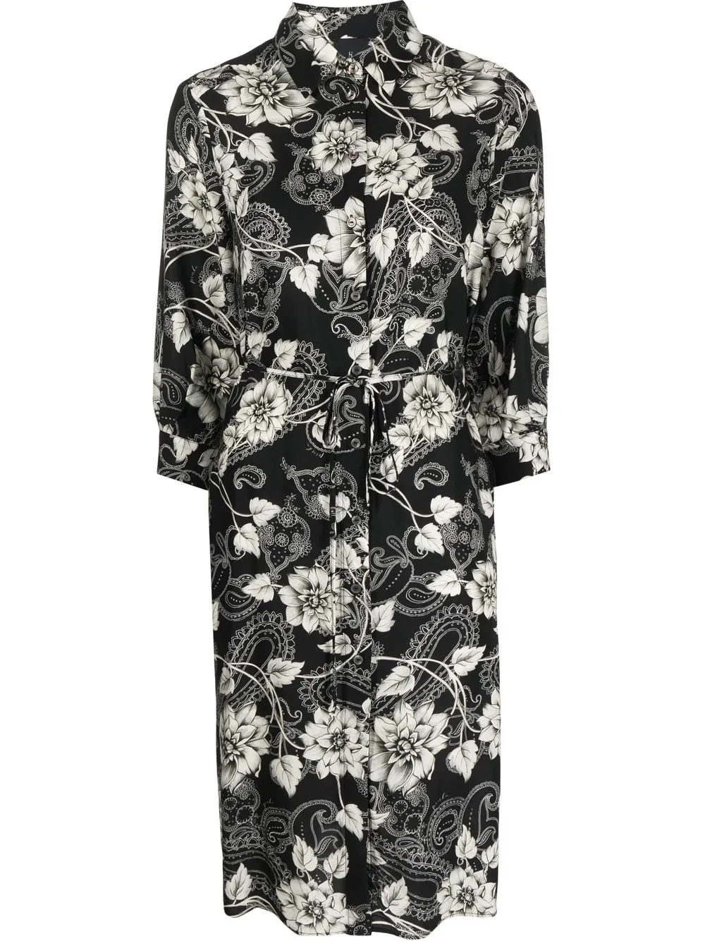 

PINKO vestido camisero con estampado floral - Negro