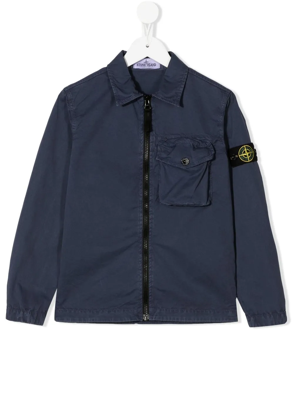 

Stone Island Junior sobrecamisa con parche del logo - Azul