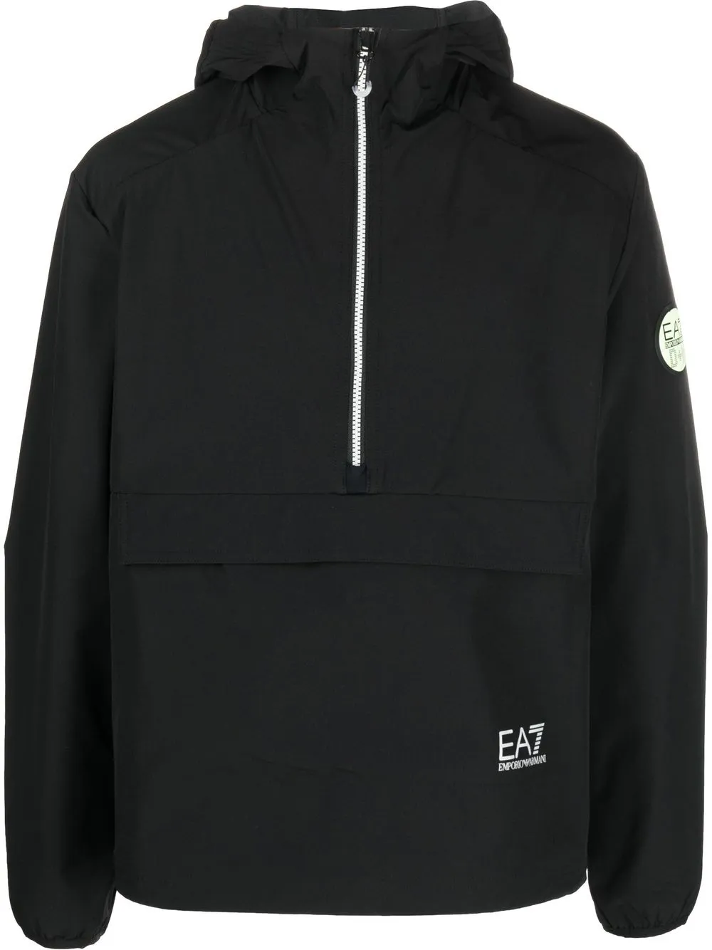 

Ea7 Emporio Armani chamarra rompevientos con capucha y parche del logo - Negro