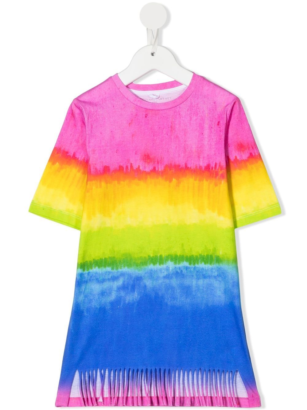 

Stella McCartney Kids vestido estilo playera con flecos - Rosado