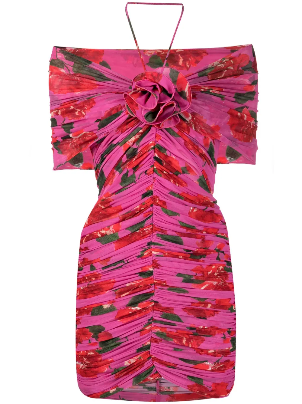 

Magda Butrym rose-print ruched mini dress - Pink
