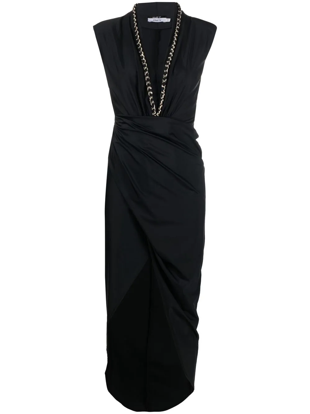 

Amen asymmetric midi wrap dress - Black