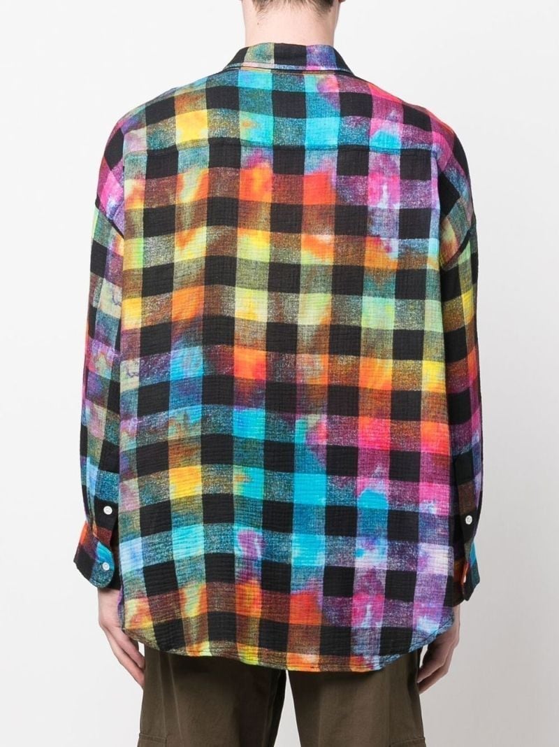 R13 rainbow check cotton shirt black | MODES