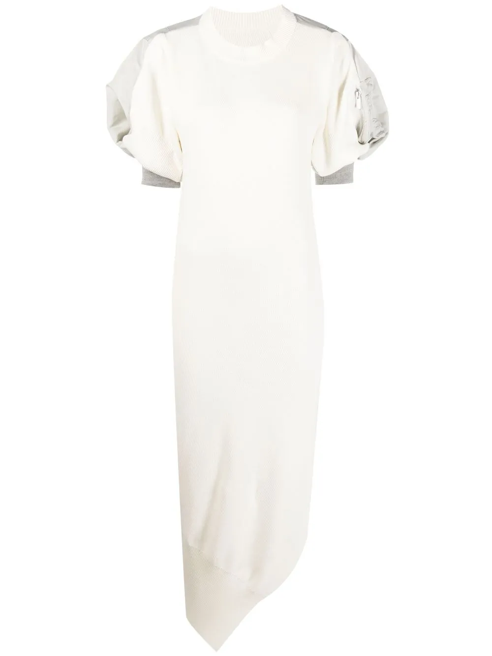 

sacai asymmetric knitted midi dress - White