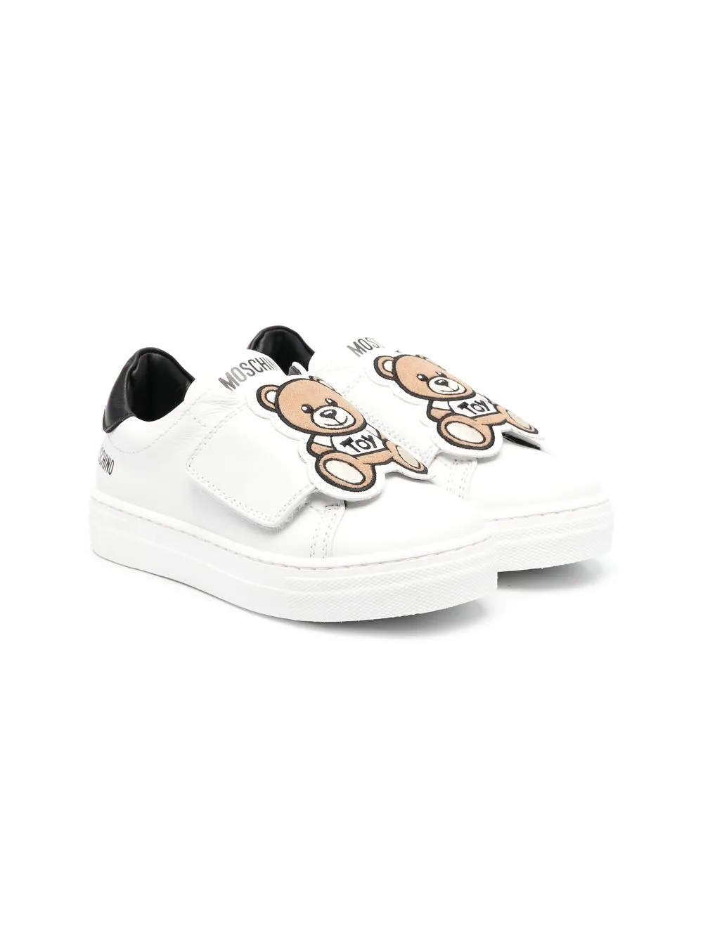 

Moschino Kids tenis con cierre autoadherente con parche teddy - Blanco