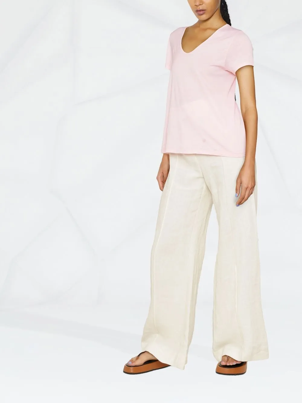 Forte Forte T-shirt met diepe ronde hals - Roze