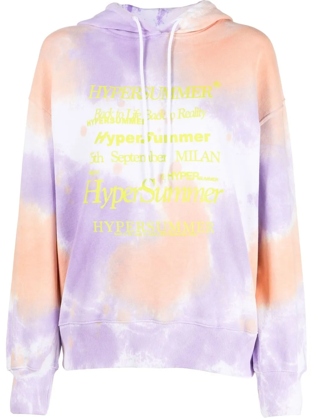 

MSGM hoodie con estampado tie-dye y eslogan estampado - Morado