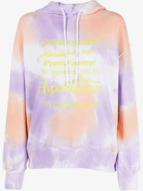 MSGM slogan-print tie-dye hoodie