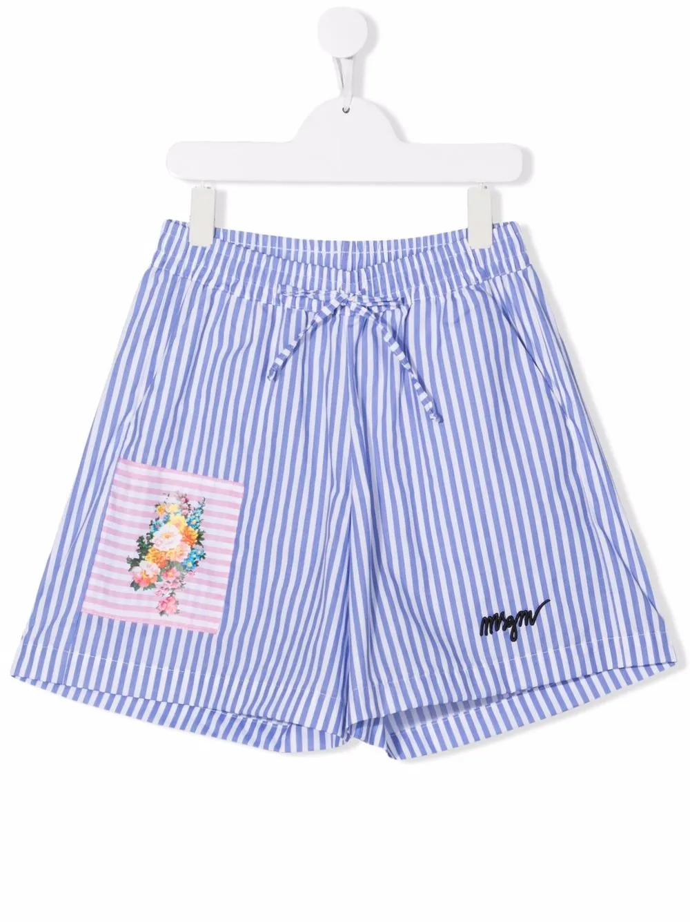 

MSGM Kids bermudas a rayas con cordón en la pretina - Azul