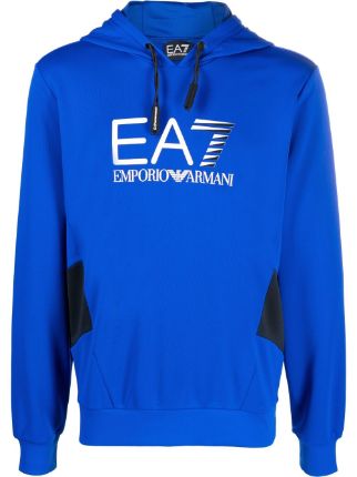 Ea7 Emporio Armani logo-print rib-trimmed Hoodie - Farfetch