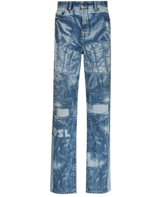 Diesel 1955 laser-print straight-leg jeans Men