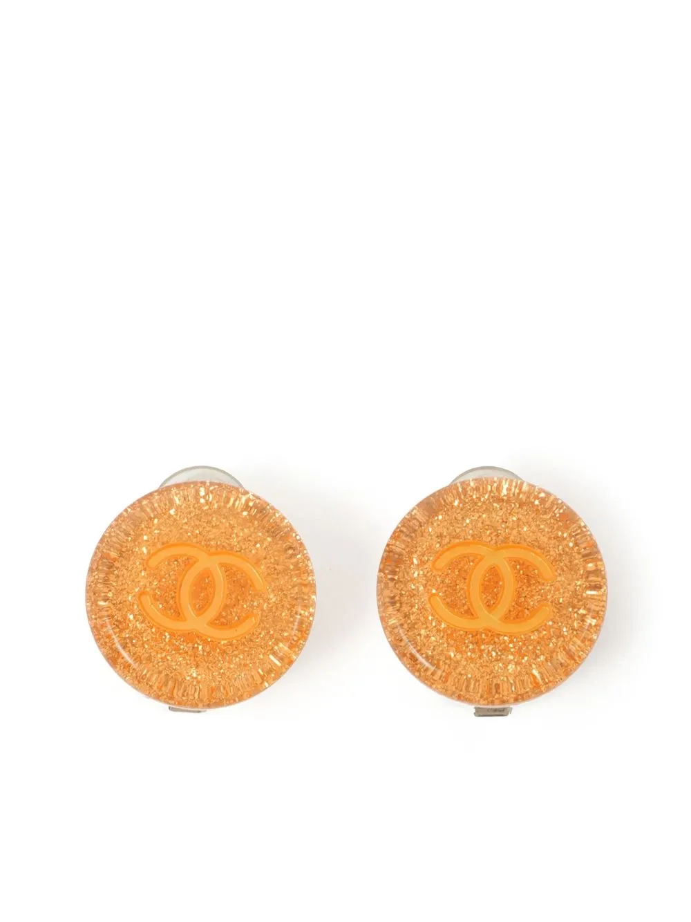 

Chanel Pre-Owned aretes de clip con glitter y logo CC 2000 - Naranja