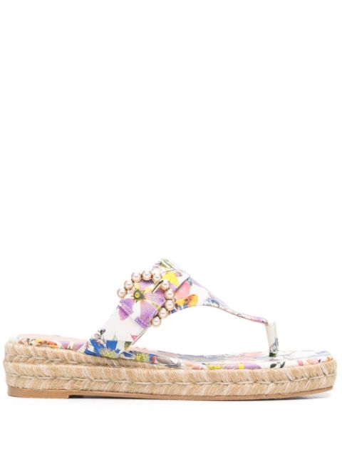 Stuart Weitzman floral-print square-toe espadrilles