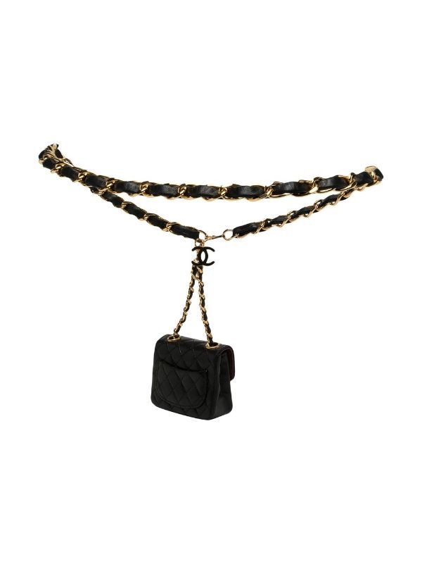 Chanel Pre-owned 1990 Classic Flap Necklace Pouch - Black