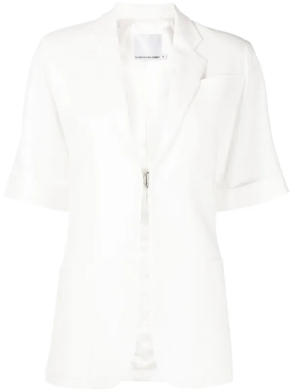 Christopher Esber Short-sleeve Single-breasted Blazer in White