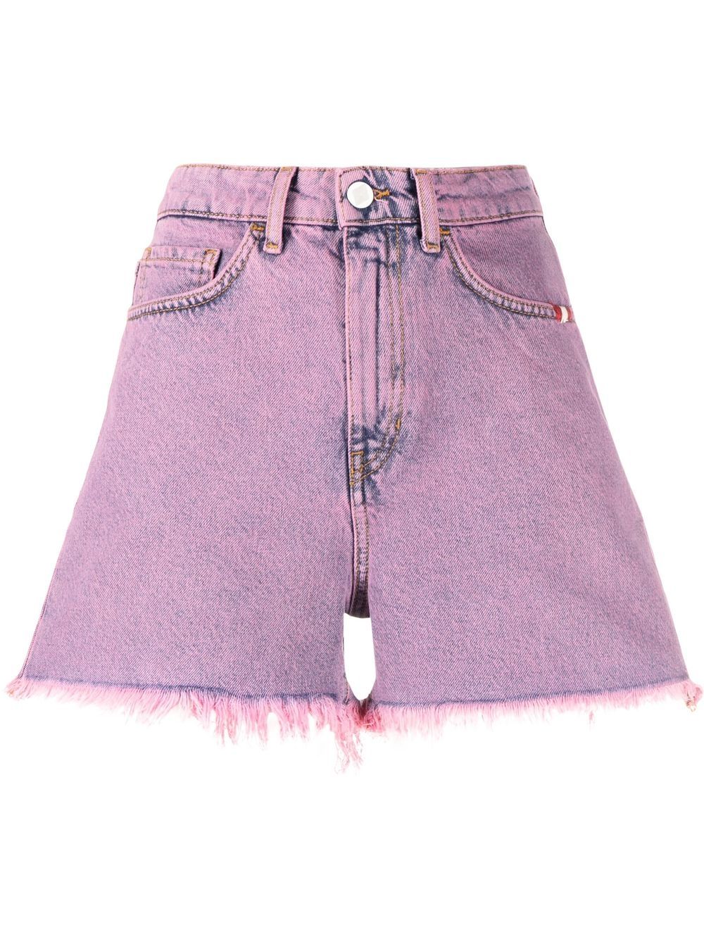 high-waisted frayed-edge denim shorts