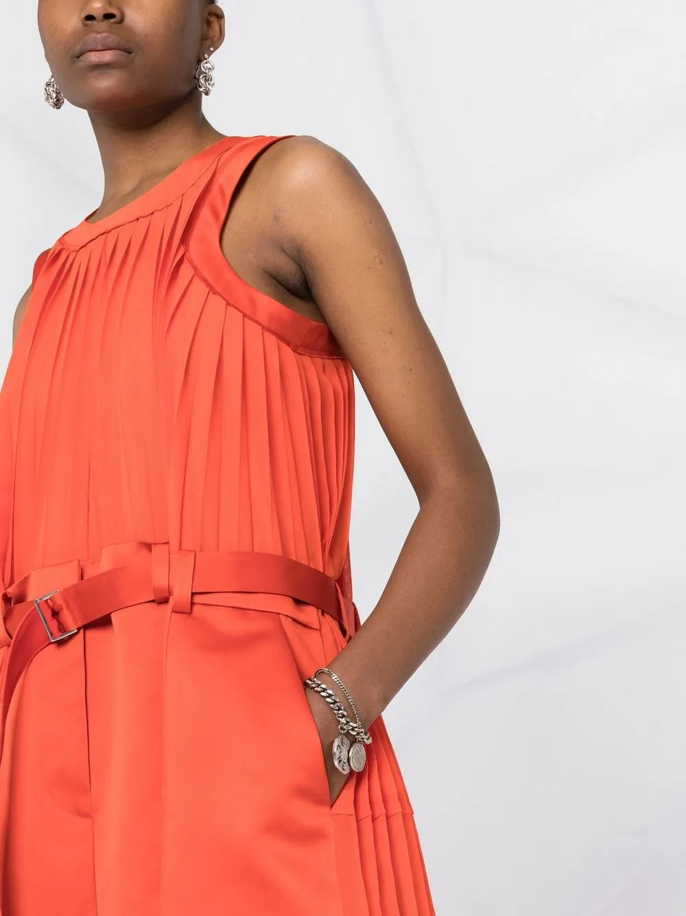 Orange pleated 2025 dress tesco