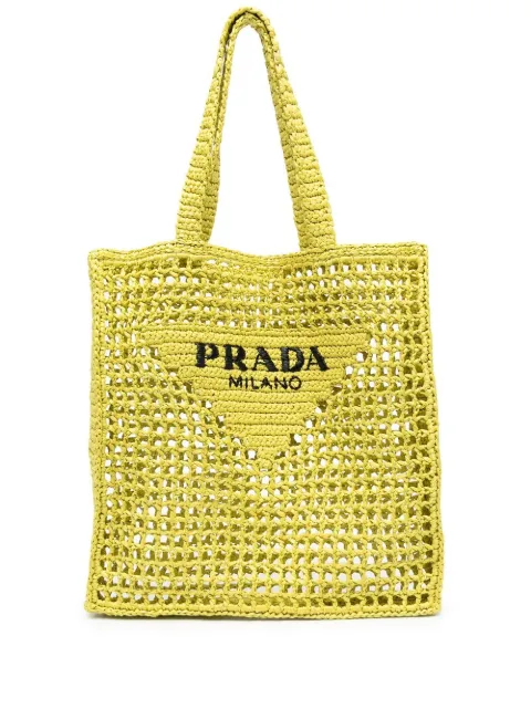 prada woven raffia tote