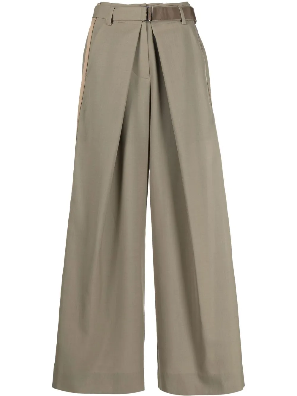 

sacai inverted-pleat detail trousers - Green