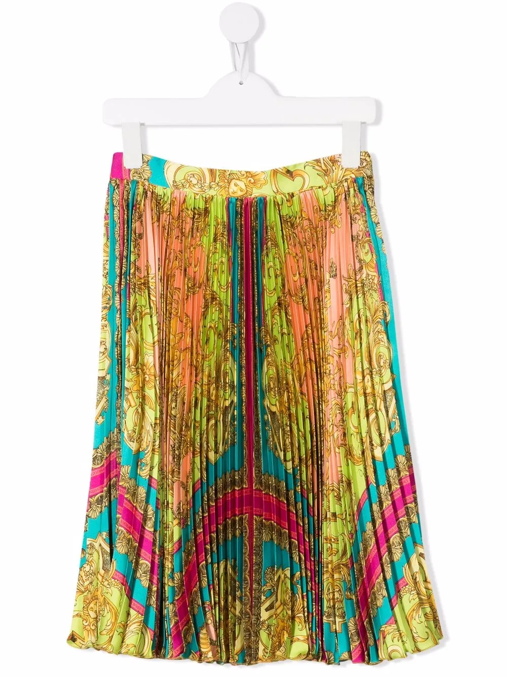 

Versace Kids Barocco Goddess print pleated skirt - Yellow