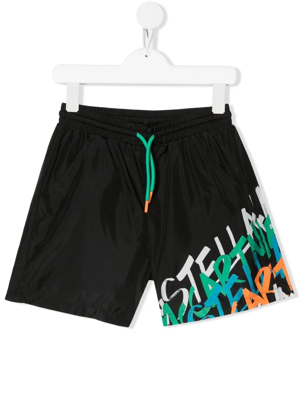 

Stella McCartney Kids logo print drawstring deck shorts - Black